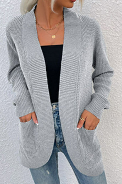 Rib-Knit Cardigan with Pockets