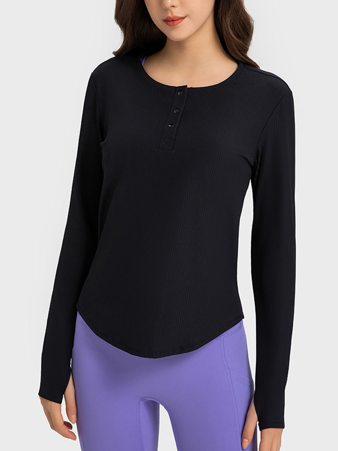 Round Neck Long Sleeve Active Top