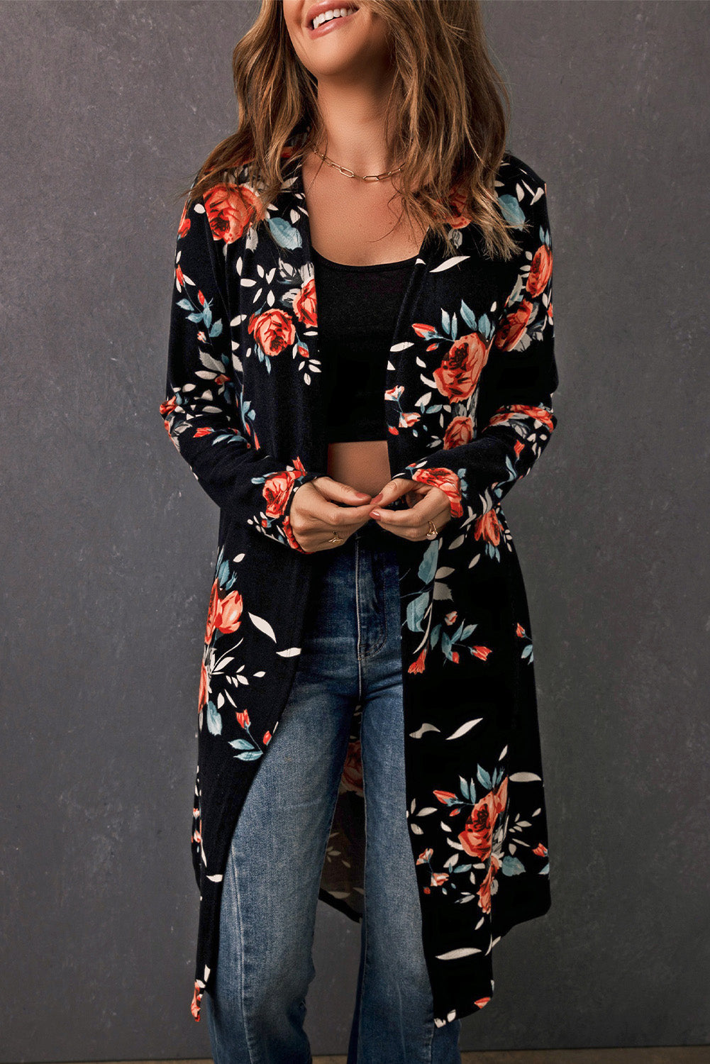 Printed Longline Cardigan