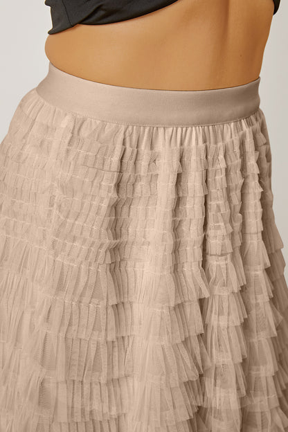 Ruched High Waist Tiered Skirt - Elegant Aura Boutique