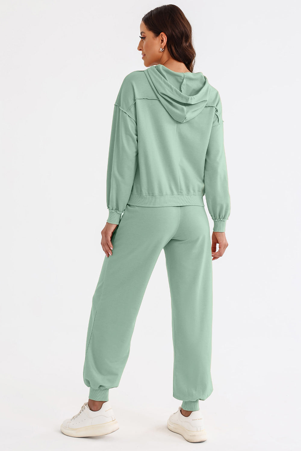 Drawstring Hoodie and Joggers Active Set