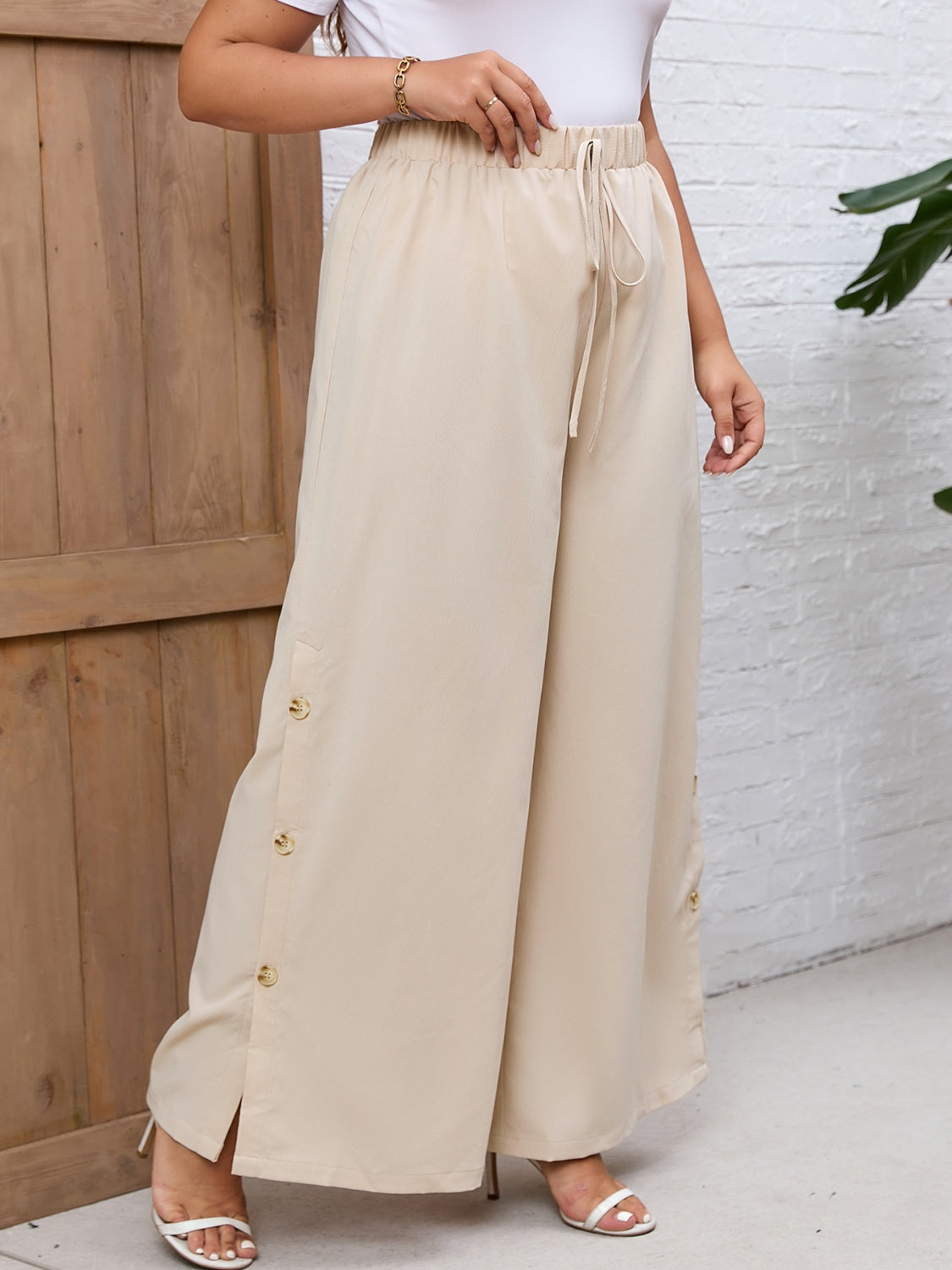 Tied Wide Leg Pants - Elegant Aura Boutique