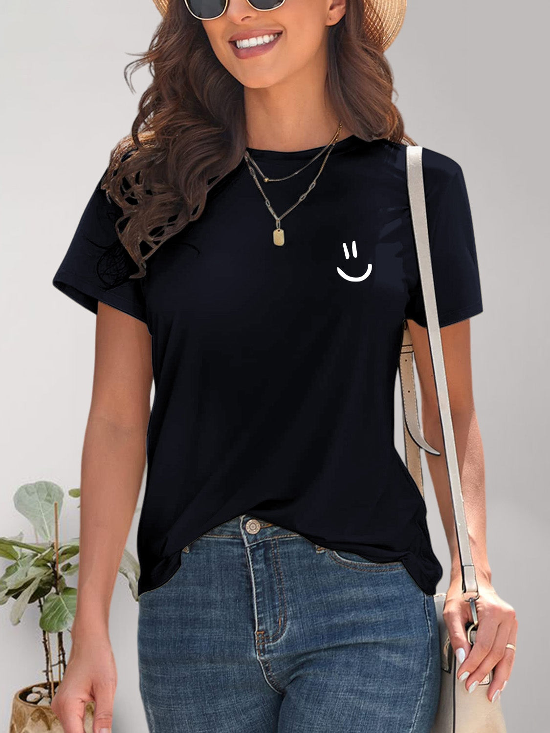 Smile Graphic Short Sleeve T-Shirt