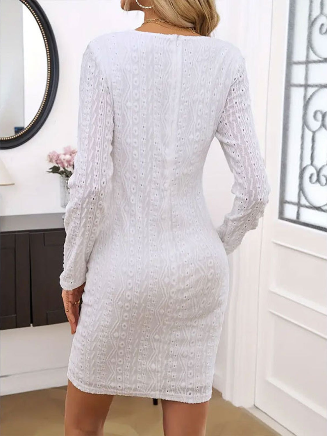 Lace Detail Long Sleeve Mini Dress