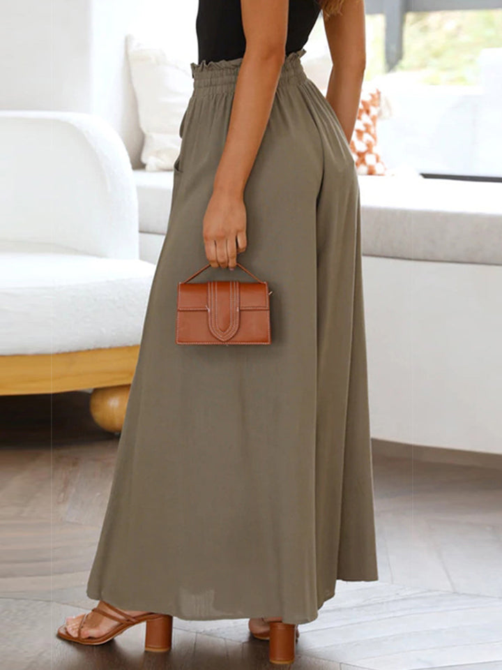 Drawstring Waist Wide Leg Pants - Elegant Aura Boutique