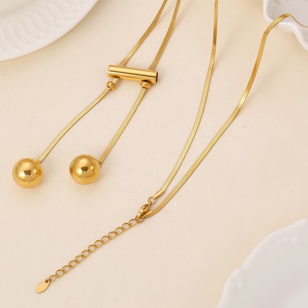 18K Gold-Plated Hollow Bead Necklace