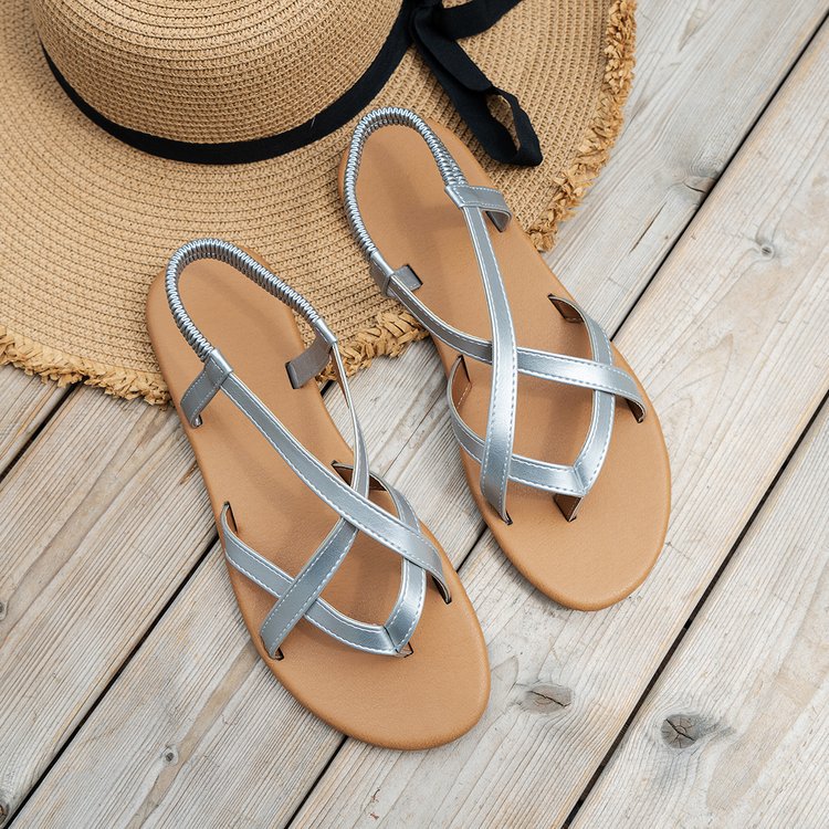 Leather Crisscross Flat Sandals