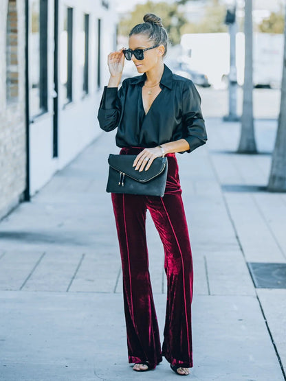 High Waist Flare Pants - Elegant Aura Boutique