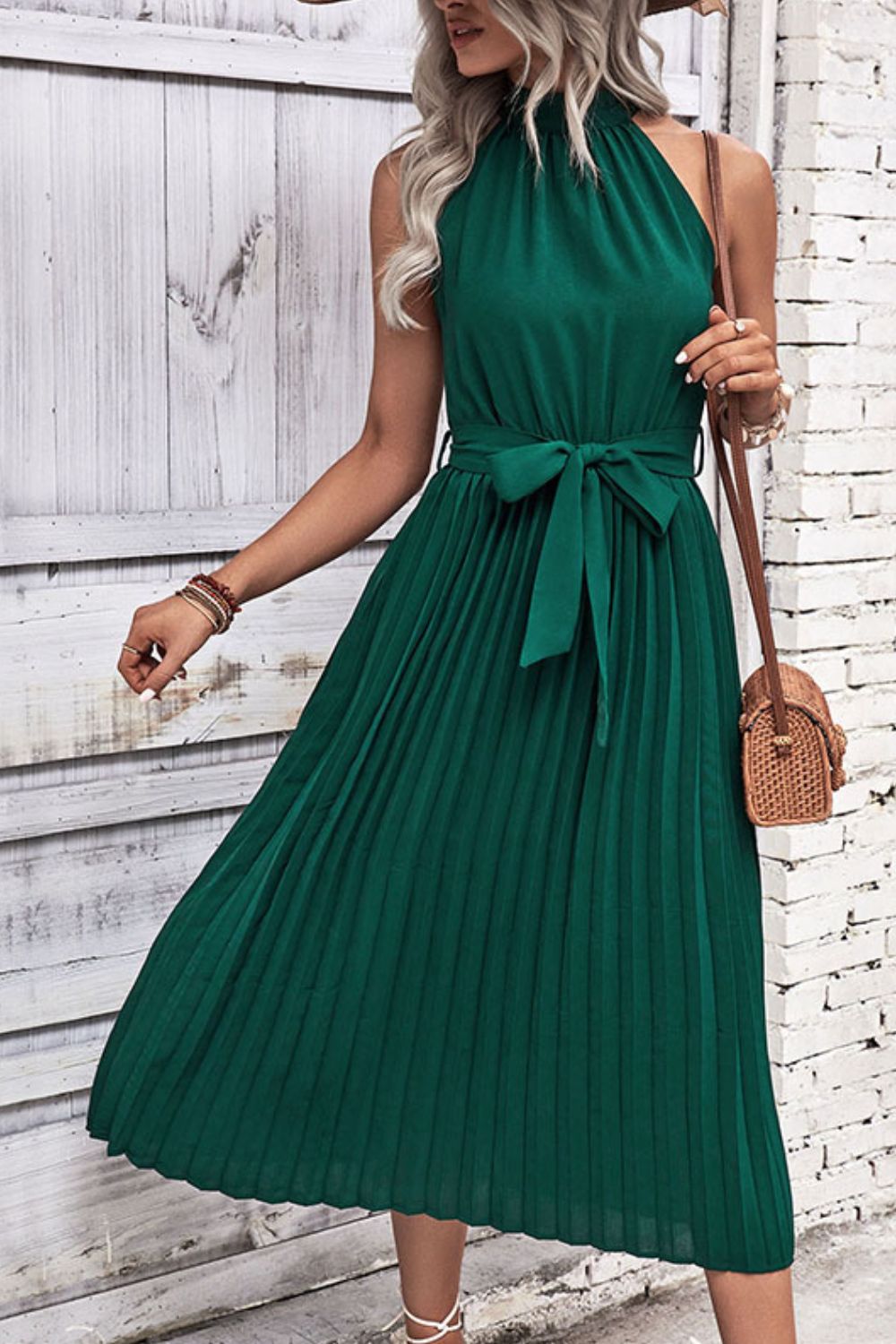 Pleated Midi Dress