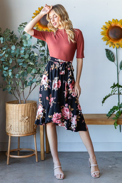 Floral Wrap Ruffle Hem Skirt - Elegant Aura Boutique