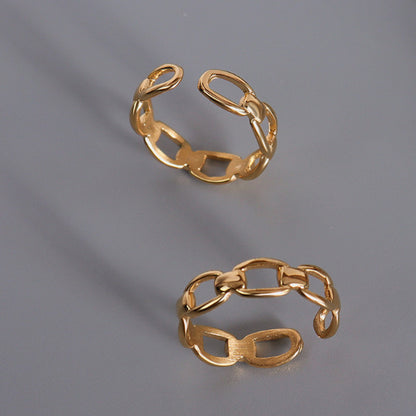 Titanium Steel Gold-Plated Adjustable Ring - Elegant Aura Boutique