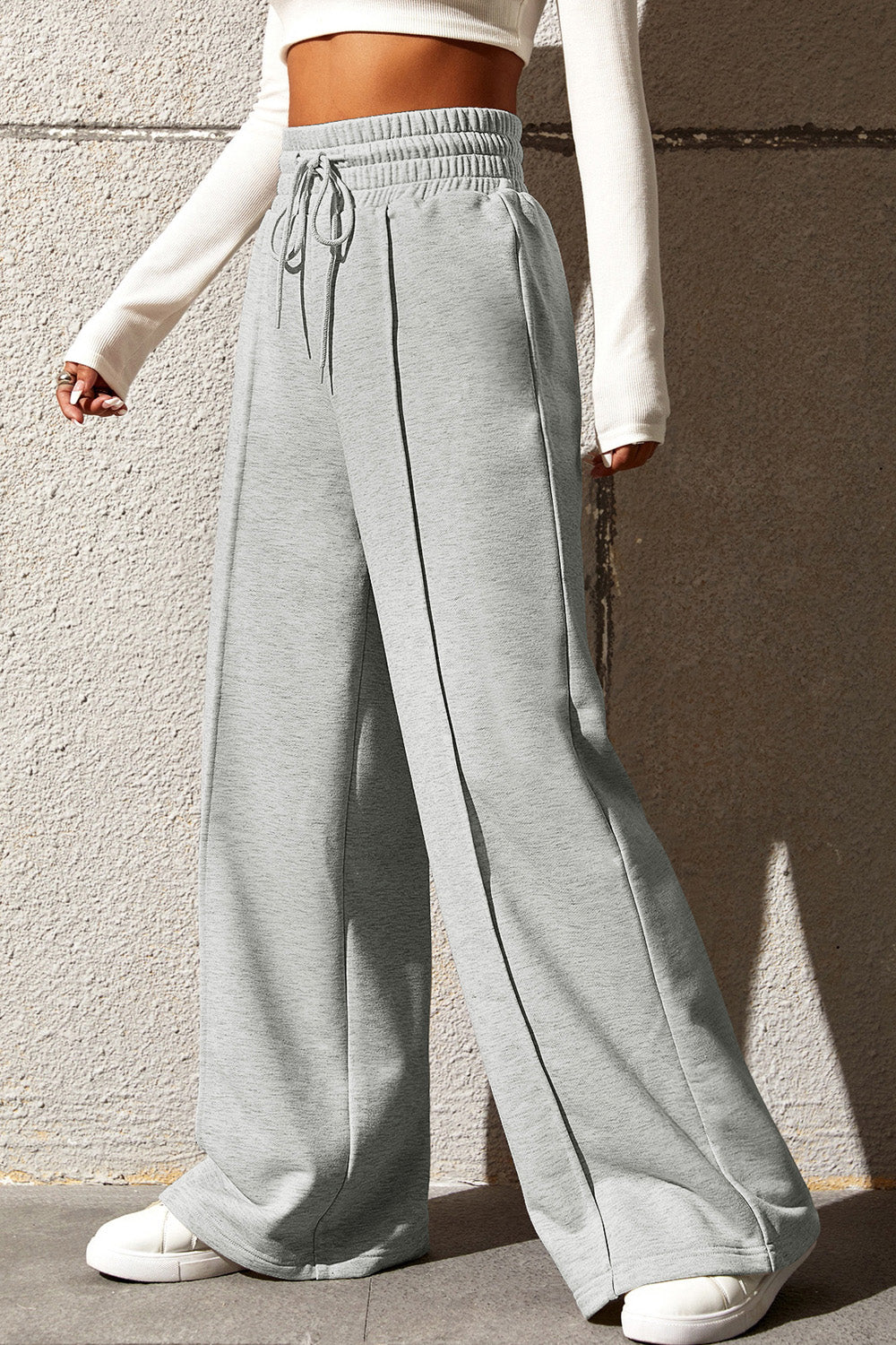 Drawstring Wide Leg Pants with Pockets - Elegant Aura Boutique