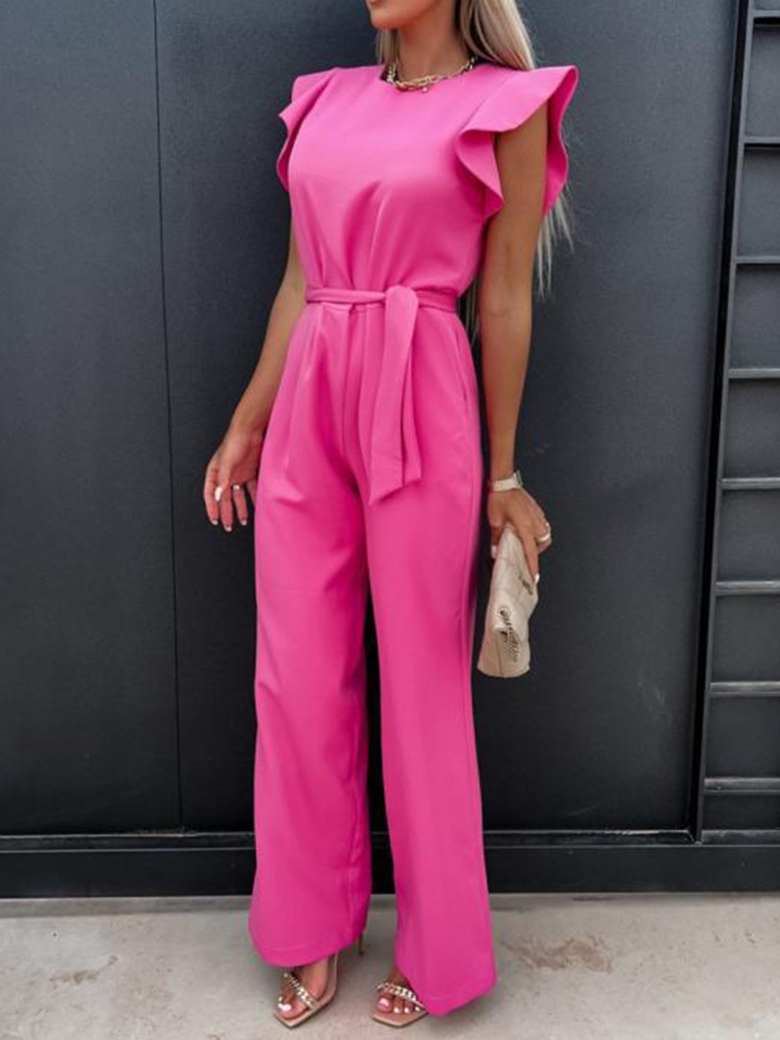 Ruffled Round Neck Jumpsuit