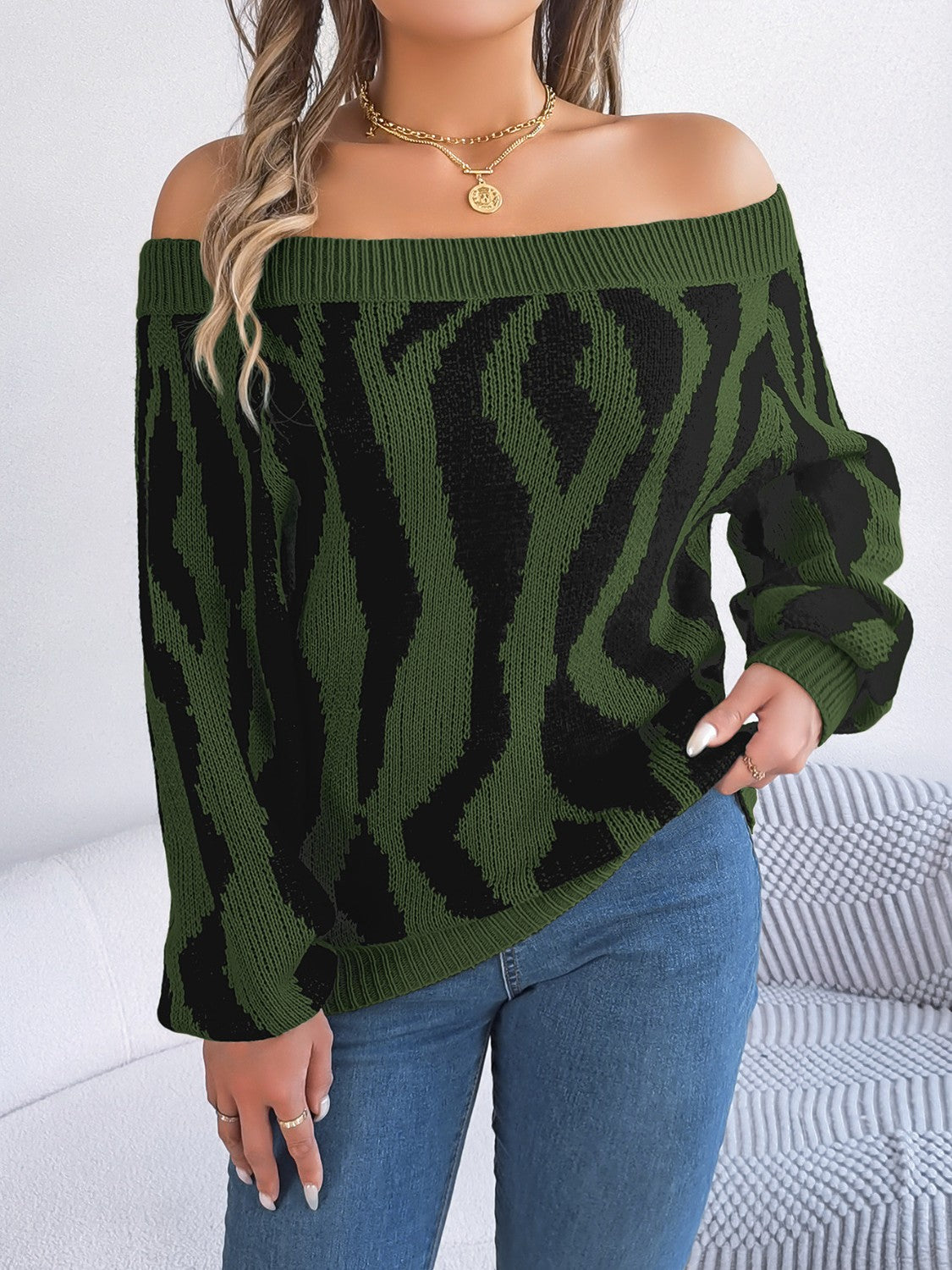 Animal Print Long Sleeve Sweater