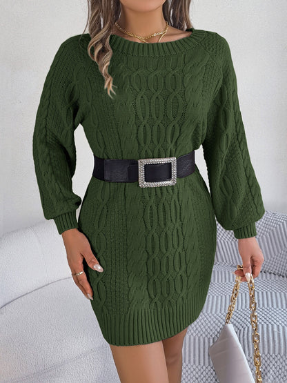 Cable-Knit Round Neck Dress