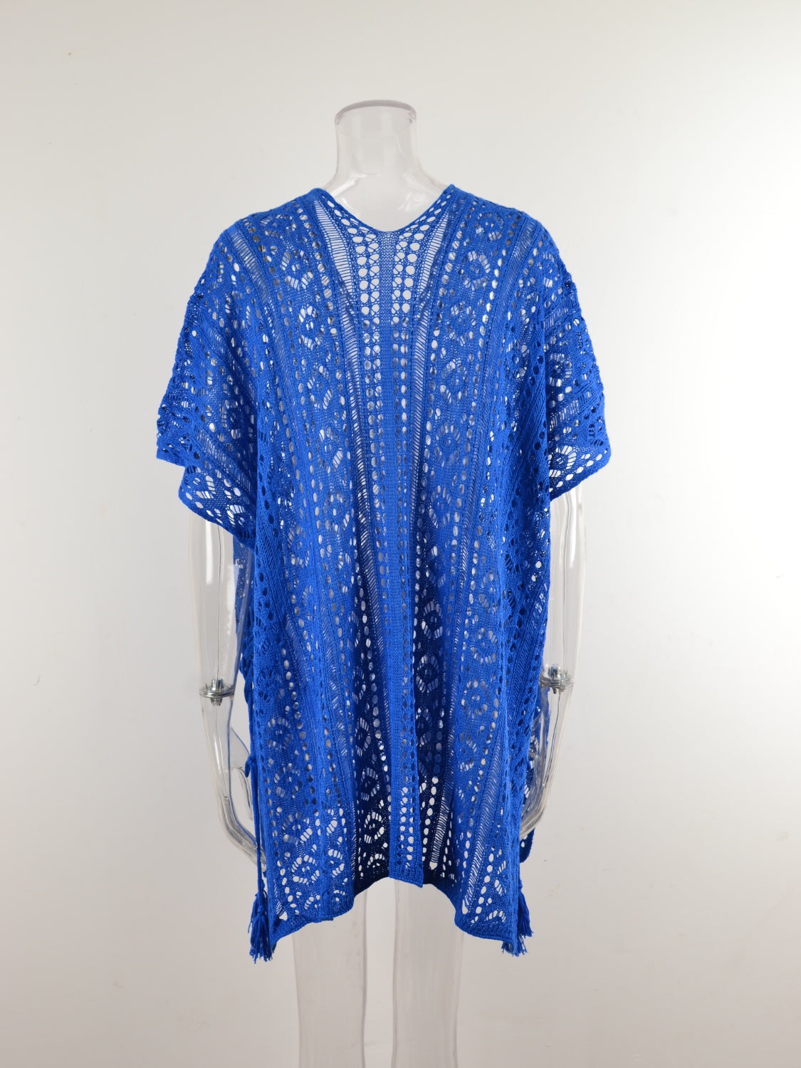 Cutout V-Neck Cover-Up with Tassel - Elegant Aura Boutique