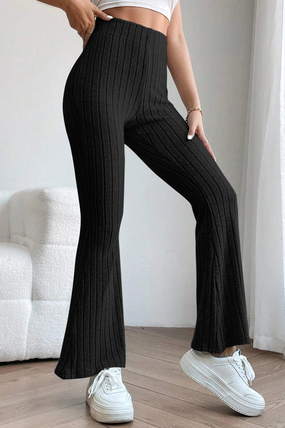 Bae Full Size Ribbed High Waist Pants - Elegant Aura Boutique