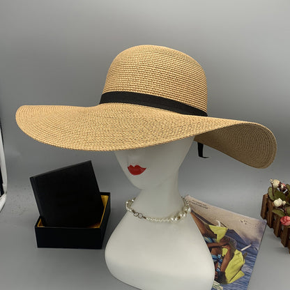 Bow Paper Braided Wide Brim Hat