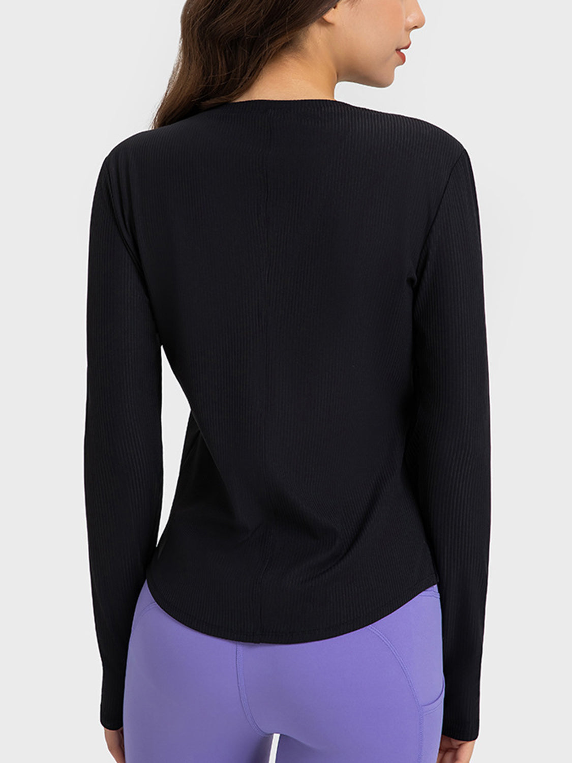 Round Neck Long Sleeve Active Top