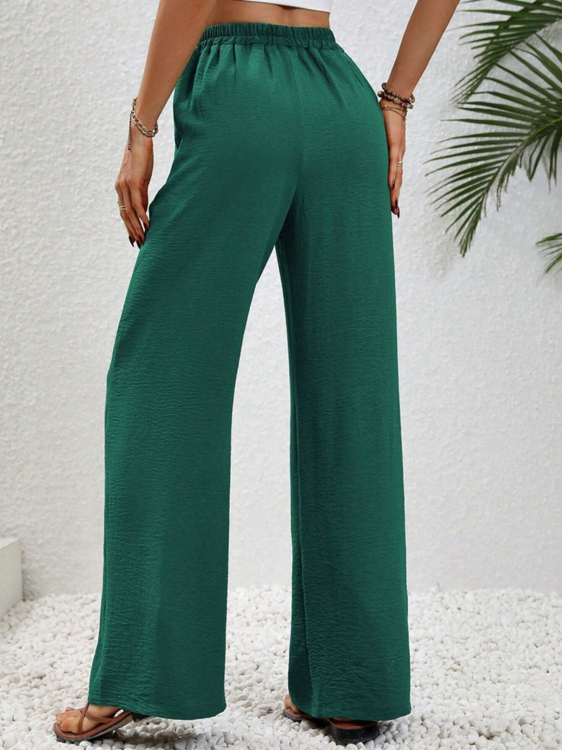 Wide Leg Drawstring Pants - Elegant Aura Boutique