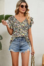 V-Neck Short Sleeve Blouse