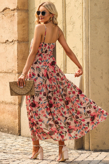 Floral Frill Spaghetti Strap Dress