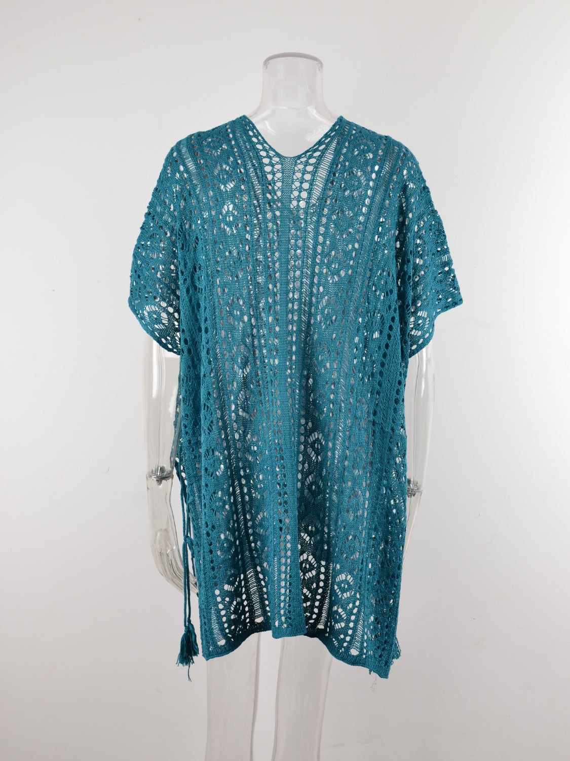 Cutout V-Neck Cover-Up with Tassel - Elegant Aura Boutique