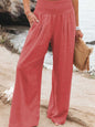 Full Size Smocked Waist Pants - Elegant Aura Boutique