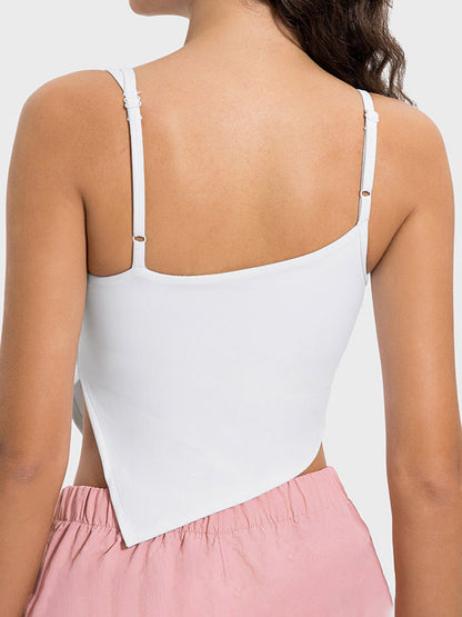 Slit Asymmetrical Neck Active Top