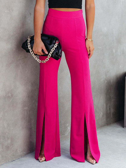 Front Slit Flare Leg Pants - Elegant Aura Boutique