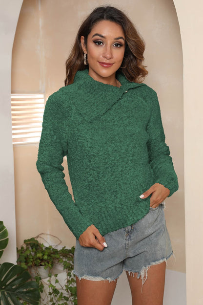 Asymmetrical Neck Long Sleeve Sweater