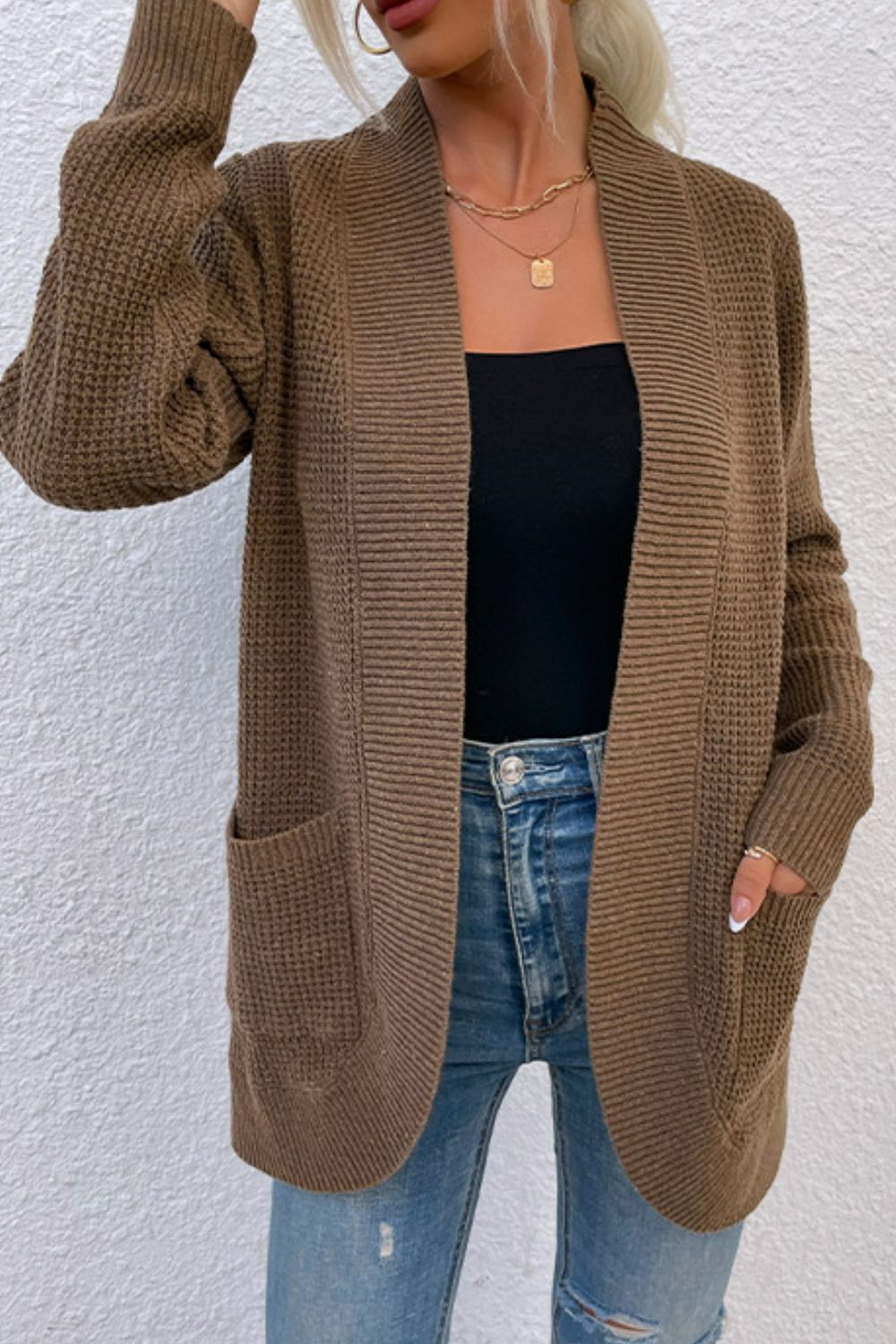 Rib-Knit Cardigan with Pockets