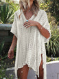 Cutout V-Neck Cover-Up with Tassel - Elegant Aura Boutique