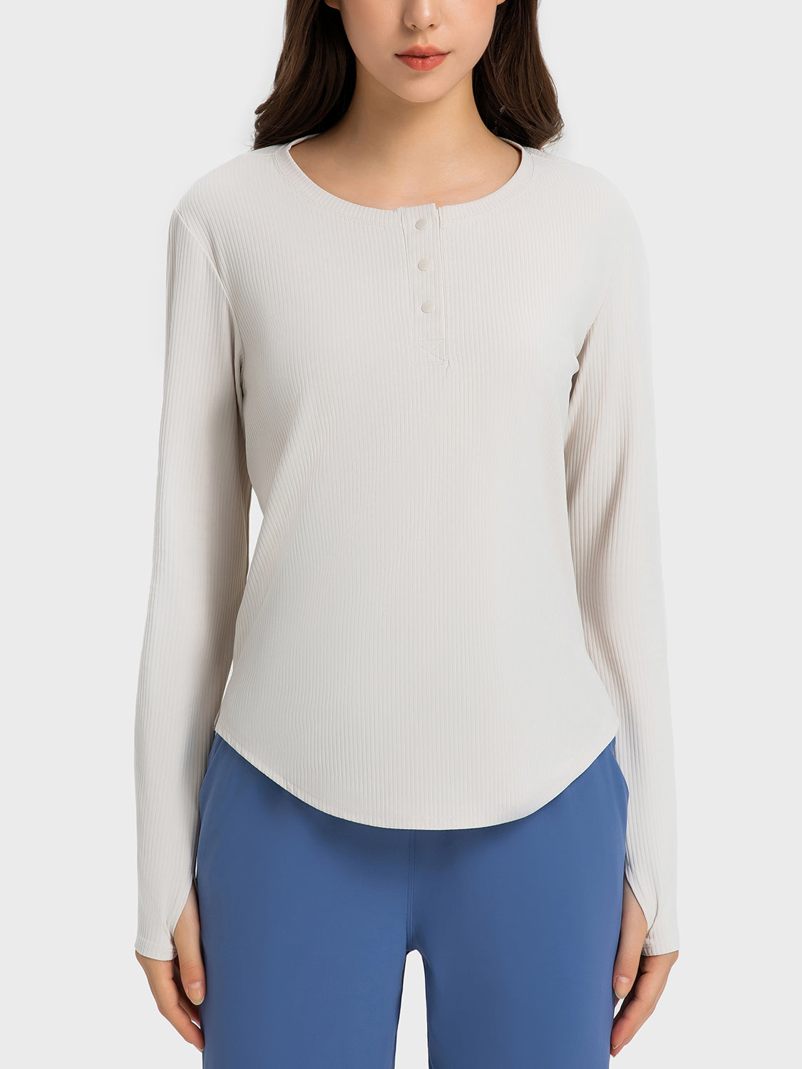 Round Neck Long Sleeve Active Top