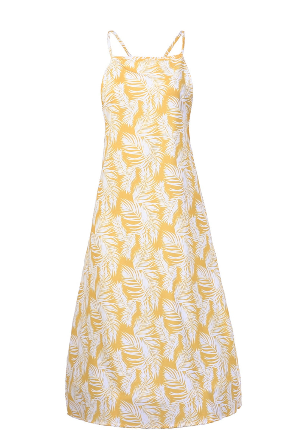 Slit Crisscross Printed Sleeveless Cami Dress - Elegant Aura Boutique