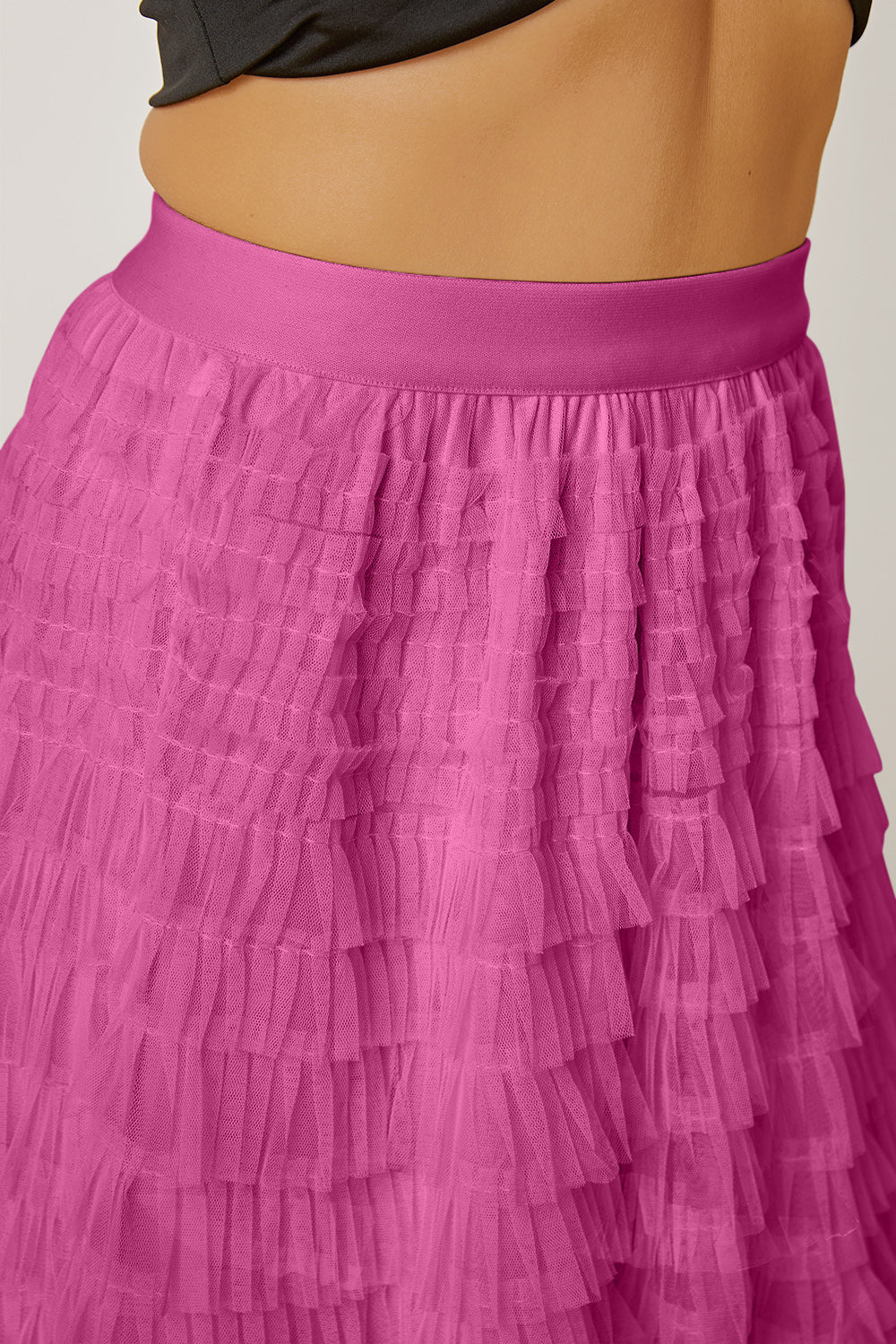 Ruched High Waist Tiered Skirt - Elegant Aura Boutique