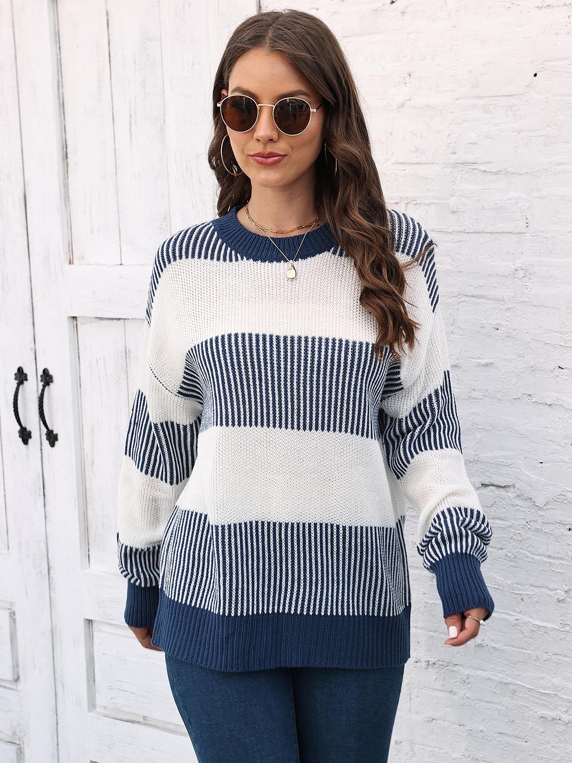 Round Neck Drop Shoulder Sweater