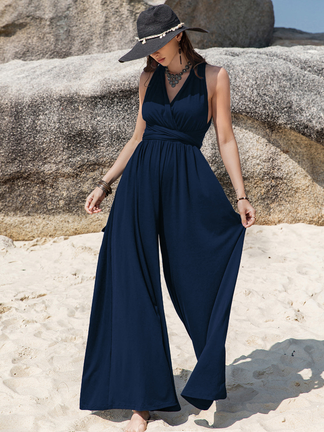 Surplice Wide Leg Jumpsuit