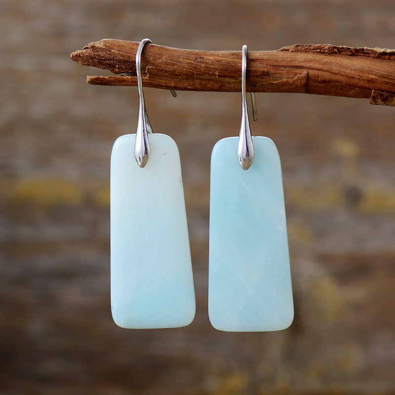 Natural Stone Rectangle Earrings