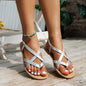 Leather Crisscross Flat Sandals