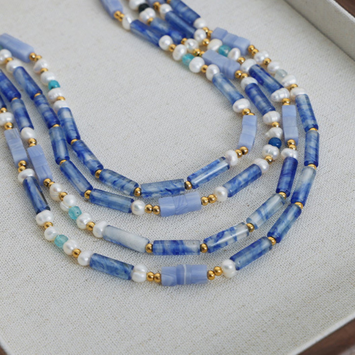 Freshwater Pearl Geometric Bead Necklace