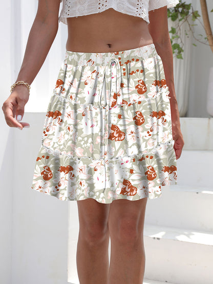 Printed Elastic Waist Mini Skirt - Elegant Aura Boutique