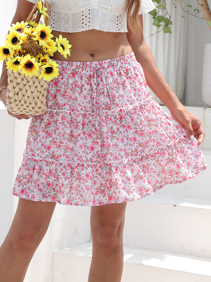 Printed Elastic Waist Mini Skirt - Elegant Aura Boutique