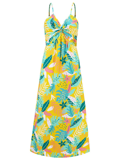 Twisted Printed V-Neck Cami Dress - Elegant Aura Boutique