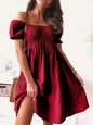 Full Size Ruffled Off-Shoulder Short Sleeve Dress - Elegant Aura Boutique