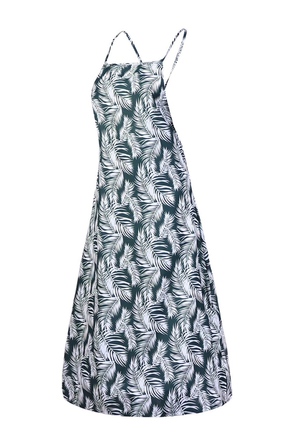 Slit Crisscross Printed Sleeveless Cami Dress - Elegant Aura Boutique