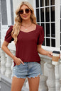 Eyelet Short Sleeve Blouse