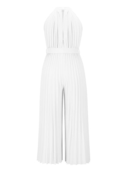 Cutout Pleated Sleeveless Jumpsuit