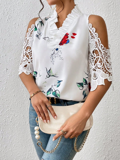 Lace Printed Half Sleeve Blouse