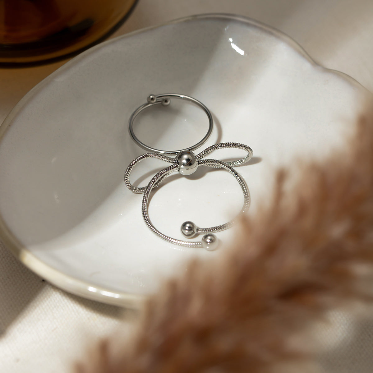 Silver-Plated Bow Ring - Elegant Aura Boutique